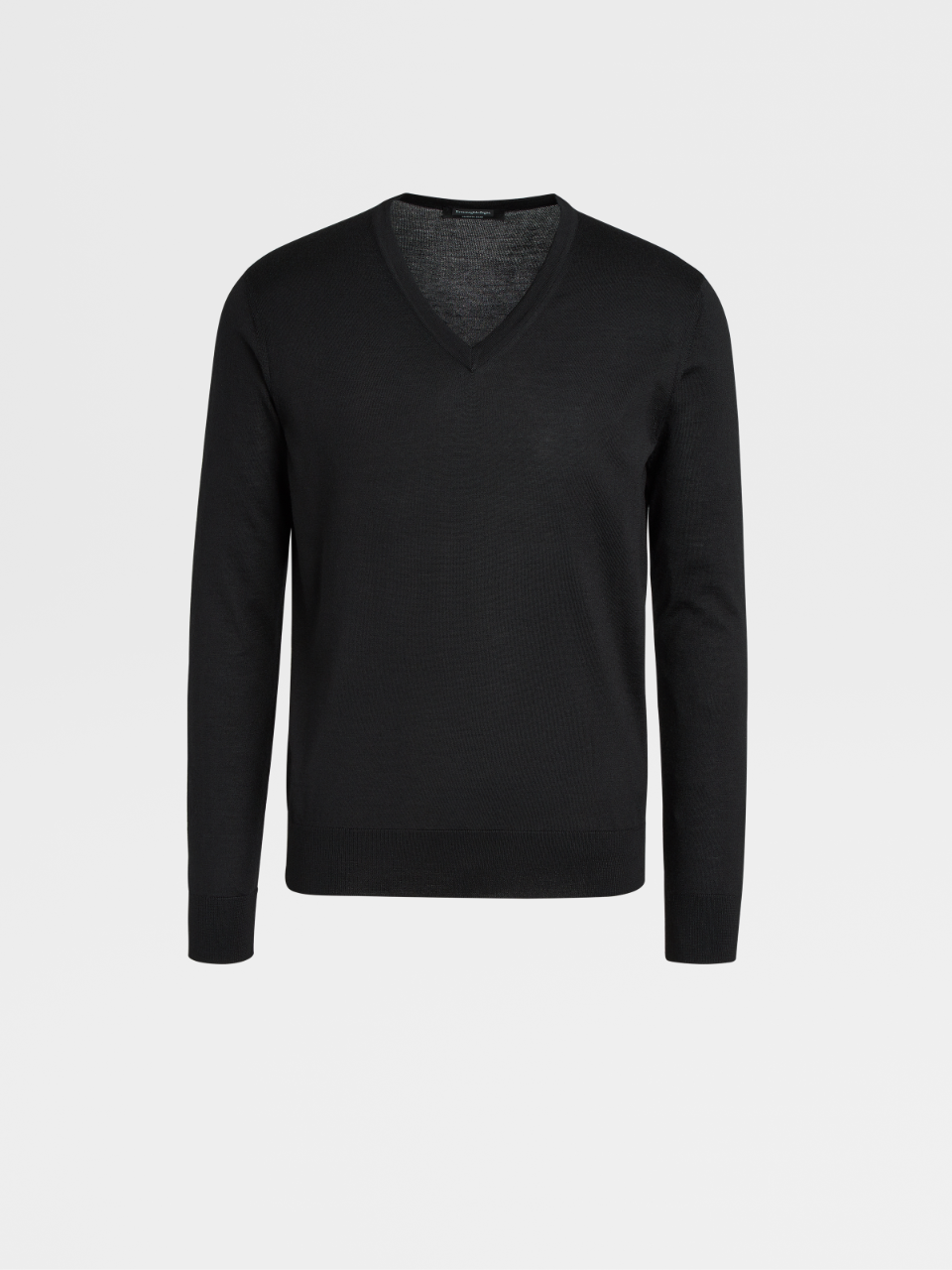 Black Cashseta Light Knit V-neck Sweater